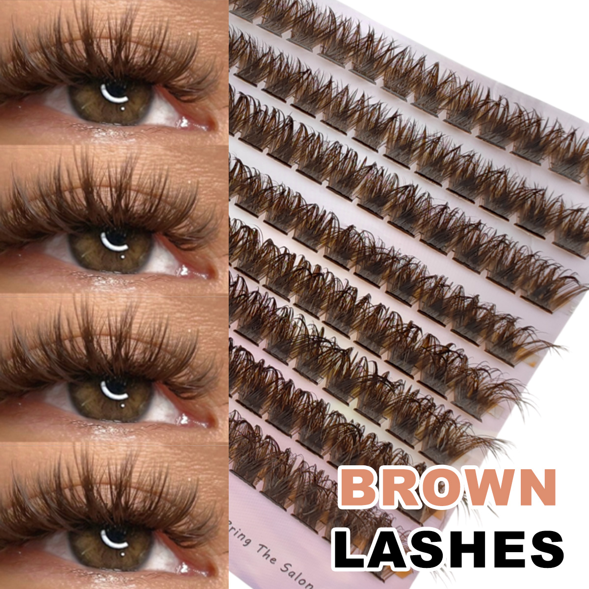 Eyelash Extension Home Service - 120 pz Marrone Naturale Wispy Cluster
