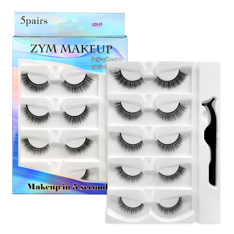 Eyelash Extension Uv Glue - 5 paia di ciglia autoadesive senza