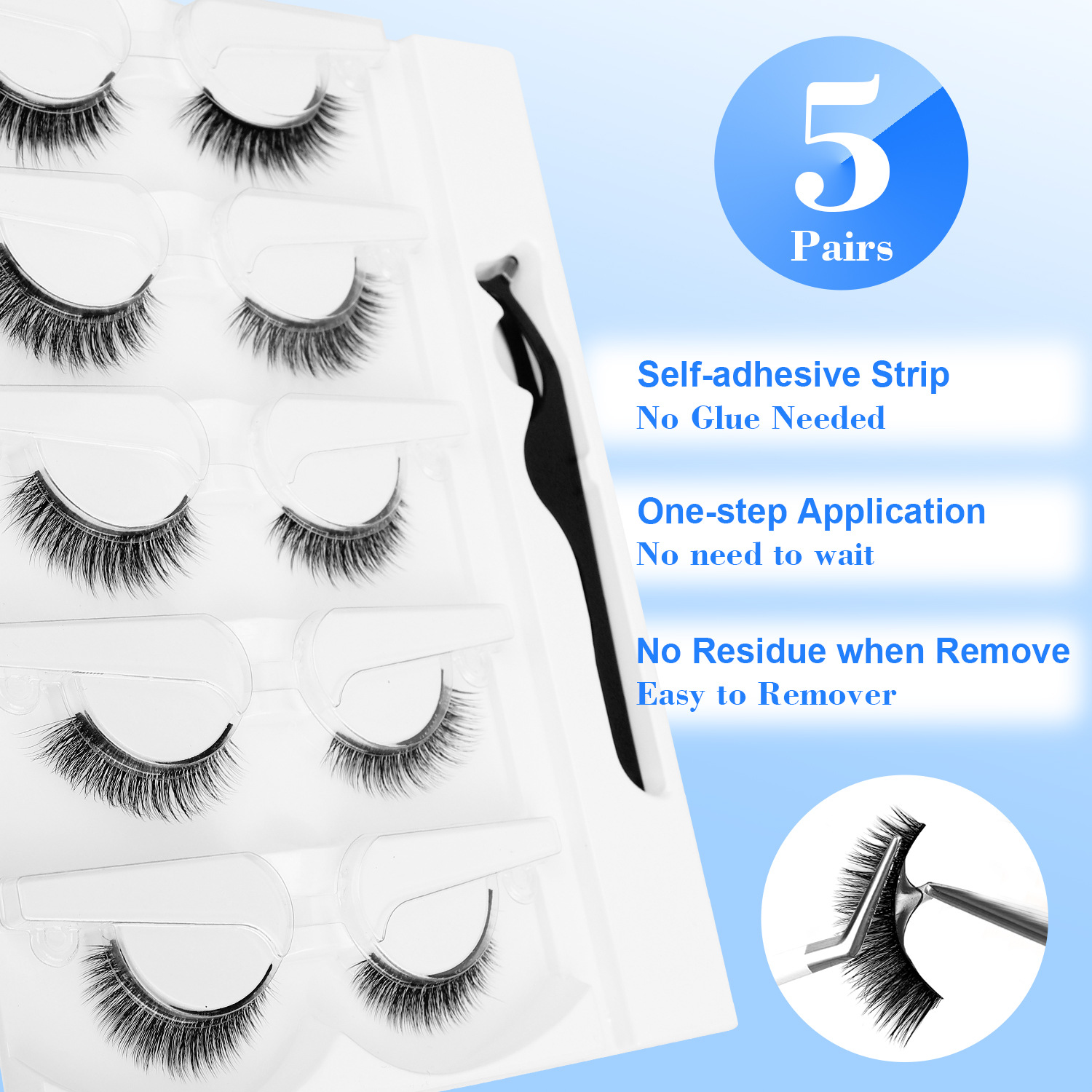 5 paia di ciglia autoadesive s - Eyelash Extension Uv Glue recensione e prezzo